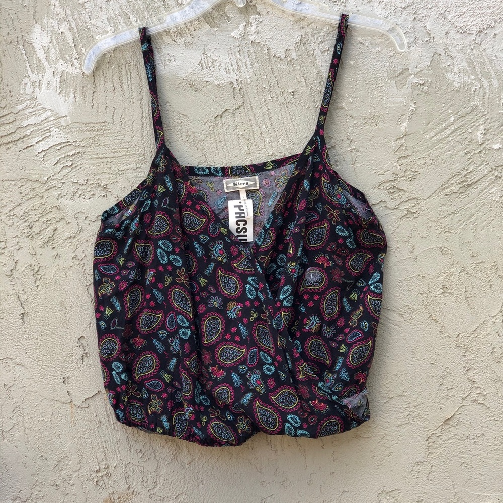Black Multicolor Paisley Top